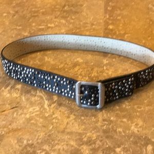 Black genuine leather beaded belt